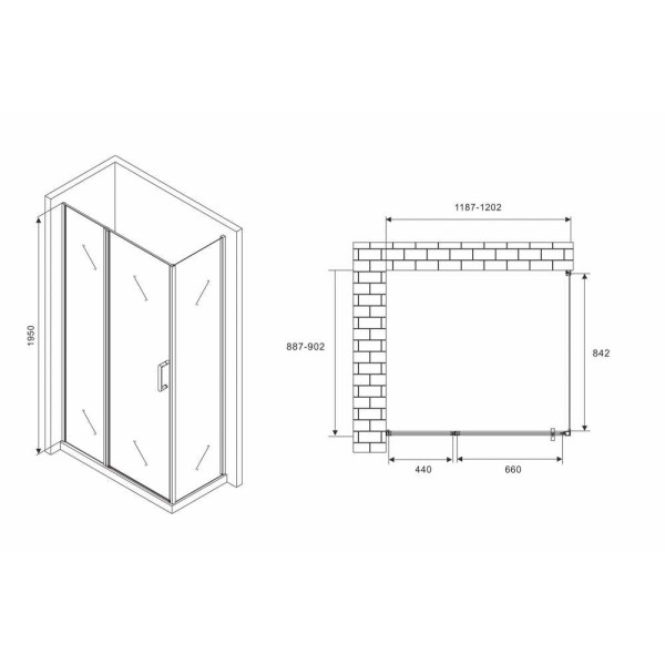 Душевой уголок Abber Sonnenstrand 90x120 стекло прозрачное, профиль профиль хром (AG04120S-S90)