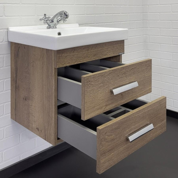Тумба подвесная с раковиной Comforty Никосия 500x460x520 дуб темный (00-00018026)
