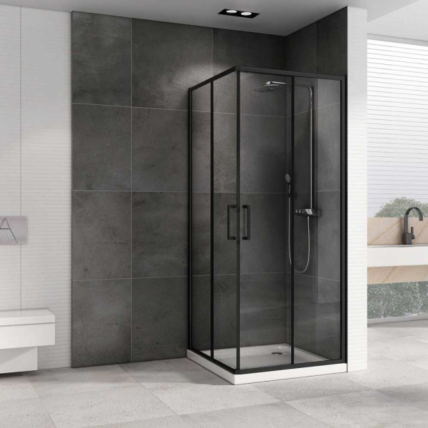 Душевой уголок Abber Schwarzer Diamant 100x100 стекло прозрачное, профиль черный (AG02100B5)