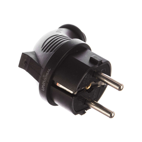 Вилка угловая c заземлением UNIVersal 16А 250В IP44 (еврослот, каучук) (1241) Вилка угловая c заземлением UNIVersal 16А 250В IP44 (еврослот, каучук) (1241)