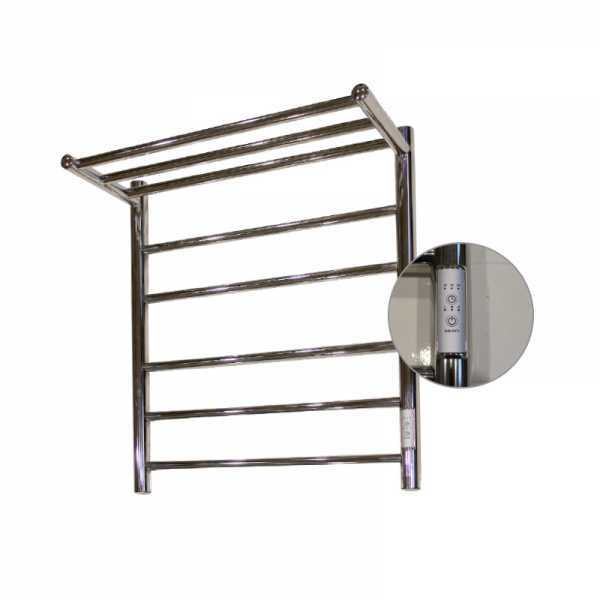 Полотенцесушитель электрический Melodia Shelf Electro 500x600 П5 2x3 93Вт встроенный диммер, хром, с полочкой Полотенцесушитель электрический Melodia Shelf Electro 500x600 П5 2x3 93Вт встроенный диммер, хром, с полочкой