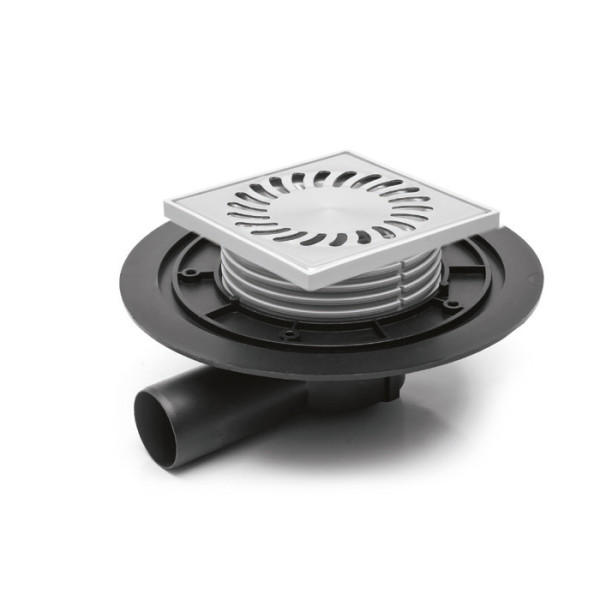 Трап MCH с боковым сливом универсальный DN40 решетка нерж. 122х122 (г/з+с/з) Трап MCH с боковым сливом универсальный DN40 решетка нерж. 122х122 (г/з+с/з)