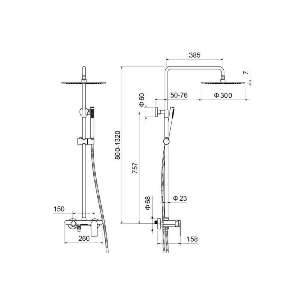 Система душевая Aquatek Лира хром (AQ2440CR)