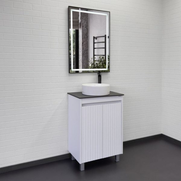 Тумба напольная Comforty Лея 600x950x400 черный глянцевый с раковиной (00-00019598)