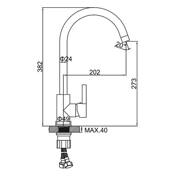 Смеситель для кухни Ledeme оружейная сталь (L4299D)