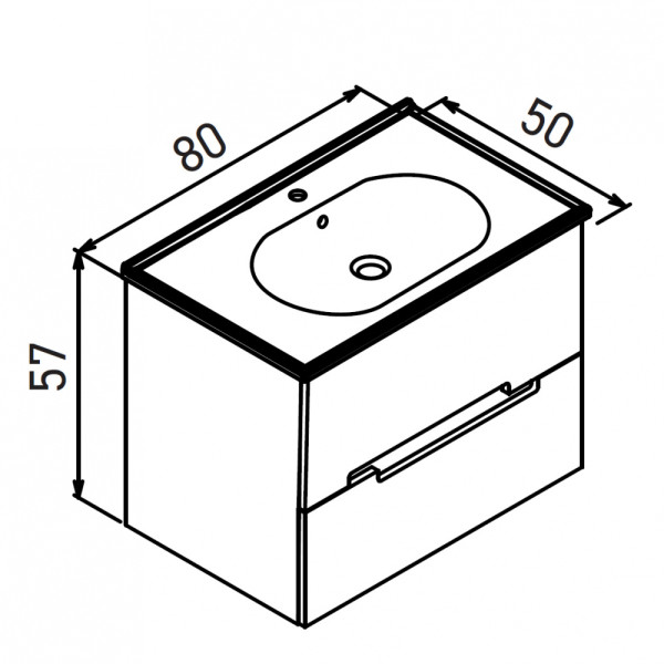 Тумба подвесная Orka Lodi 800x500x570 с раковиной белый, черный (5005885)