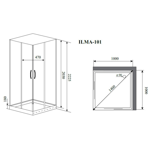 Душевая кабина Timo Ilma 101 100x100x223 стекло прозрачное, профиль хром (ILMA-101)