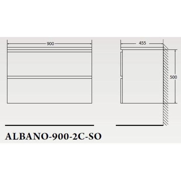 Тумба подвесная BelBagno Albano 90 Rovere Nature Grigio (ALBANO-900-2C-SO-RNG)