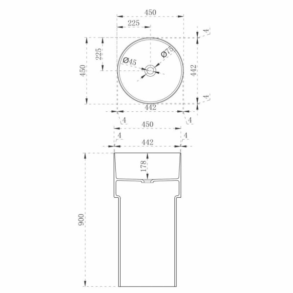 Раковина напольная ABBER Kristall 45x45 коричневая (AT2701Opal)