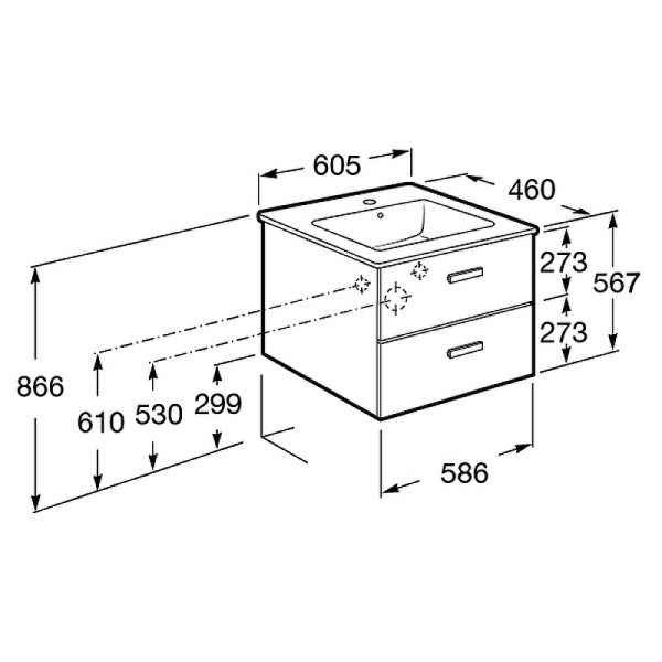 Тумба подвесная Roca Victoria Nord 45x78,5x56,5 венге (ZRU9000027)