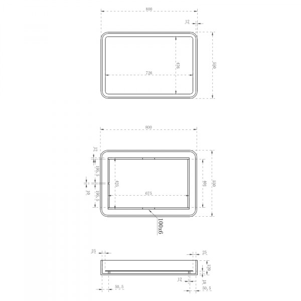 Зеркало для ванной Abber Kristall 55x80 с подсветкой (AT6701Rubin)