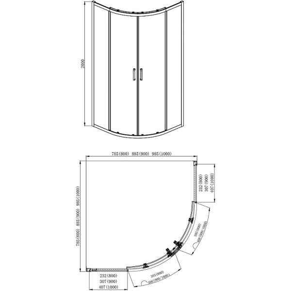 Душевой уголок Aquatek 90x90x200 стекло прозрачное, профиль хром (AQ ARI RO 09020CH)