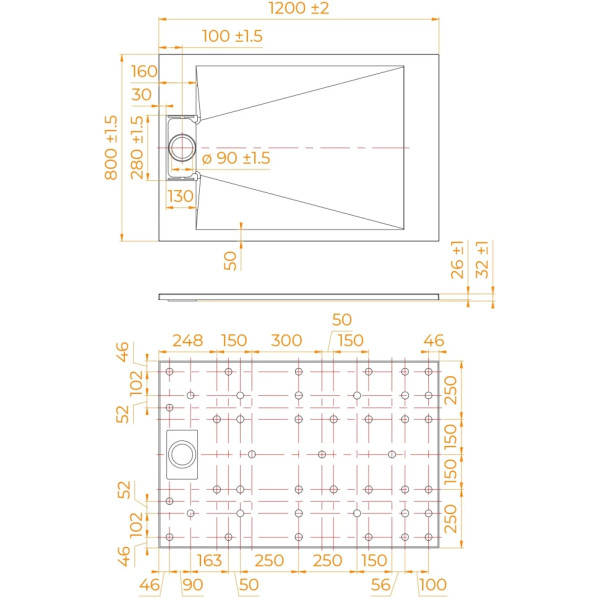 Душевой поддон RGW TUS-128MLGr 80x120x2,6 серый (553702812-16)