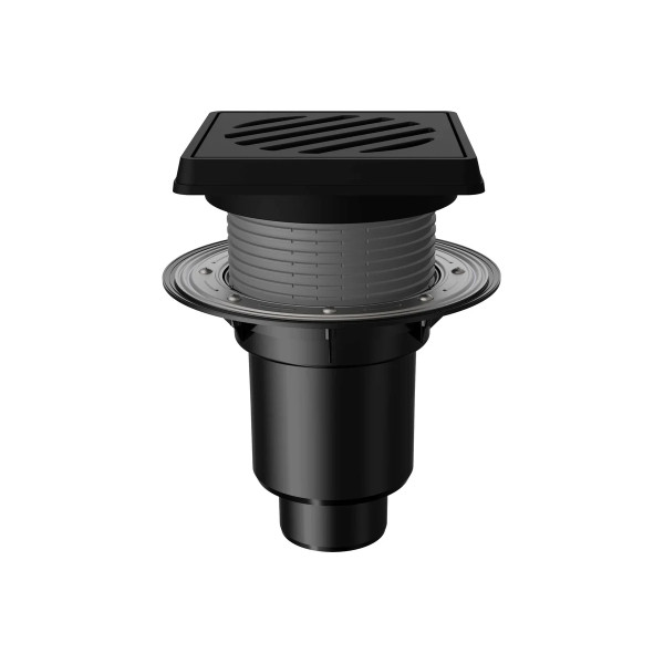 Трап регулируемый Fachmann T 616.1 PNsG 260x260 вертикальный выпуск DN 110/160 с корзинкой и незамерзающим гидрозатвором, с прижимным фланцем, решетка