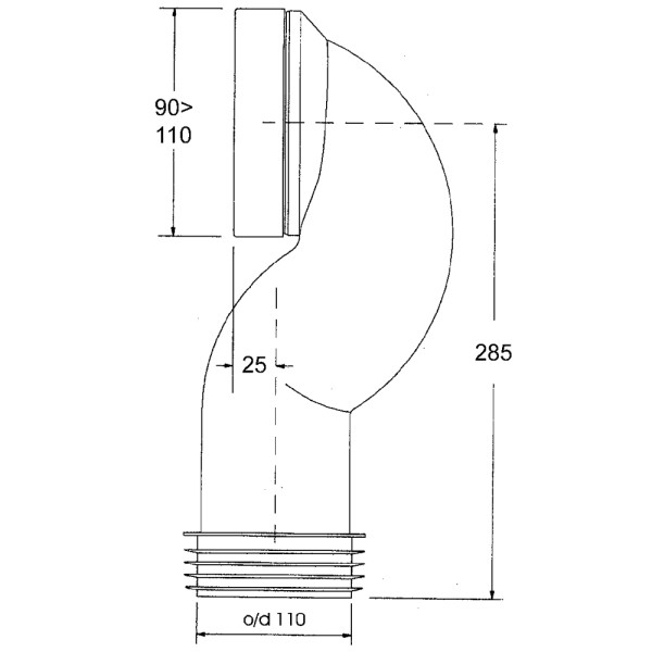 Отвод для унитаза McAlpine 90 град. (белый) (MRWC15)