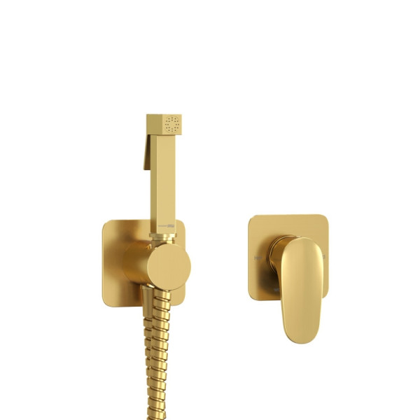 Смеситель с гигиеническим душем встраиваемый WasserKRAFT матовое золото (A3651.285.237.213)