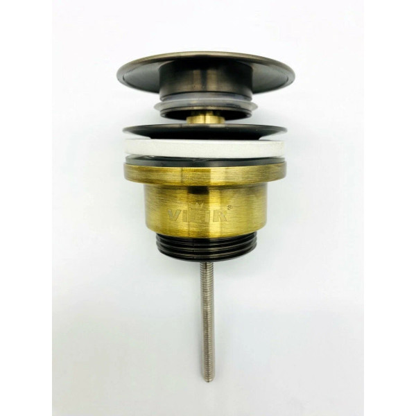 Донный клапан для раковины Vieir 1 1/4" (32 мм.), 67 мм. Quick Clac с переливом (латунь, бронза) (VER26D)