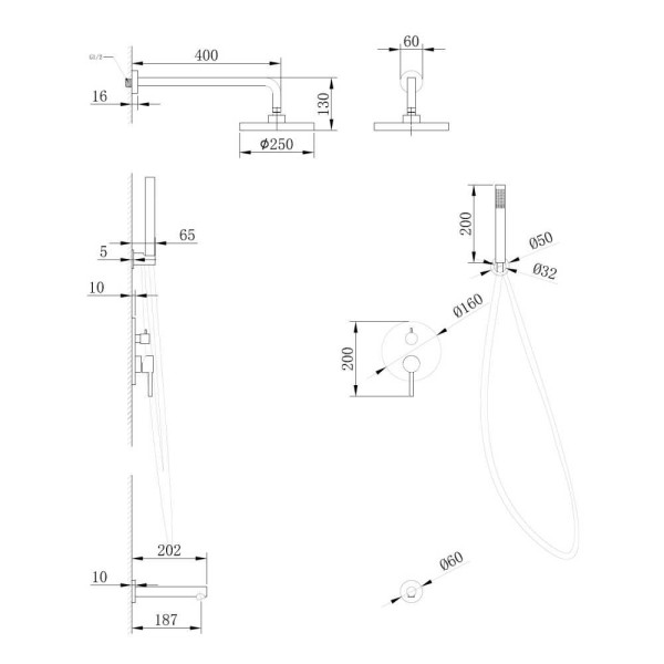 Душевая система Abber Emotion золото матовое (AF8817G)