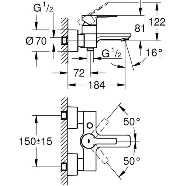 Смеситель для ванны и душа Grohe Lineare New (33849001)