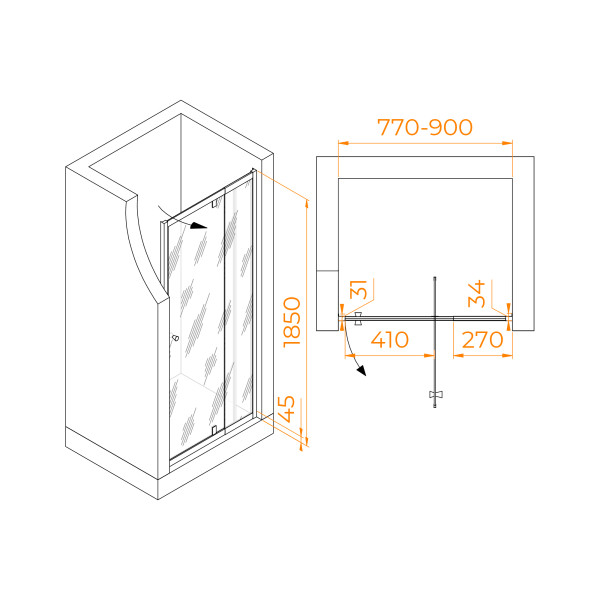 Душевая дверь RGW Passage 80x185 стекло прозрачное, профиль черный (41080208-14) Душевая дверь RGW Passage 80x185 стекло прозрачное, профиль черный (41080208-14)