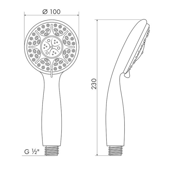 Лейка душевая Melodia 3 функции, d100мм (MKP20555BL)