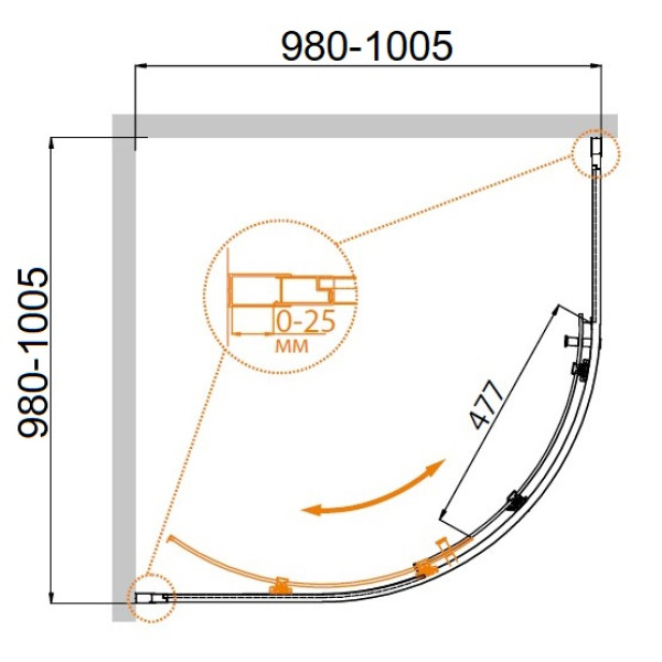 Душевой уголок Cezares Molveno 100x100x195 стекло прозрачное, профиль хром (MOLVENO-R-1-100-C-Cr-IV)