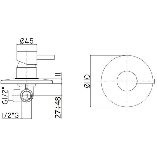 Смеситель для душа Paffoni Light с внутренней частью, хром (LIG011CR) Смеситель для душа Paffoni Light с внутренней частью, хром (LIG011CR)