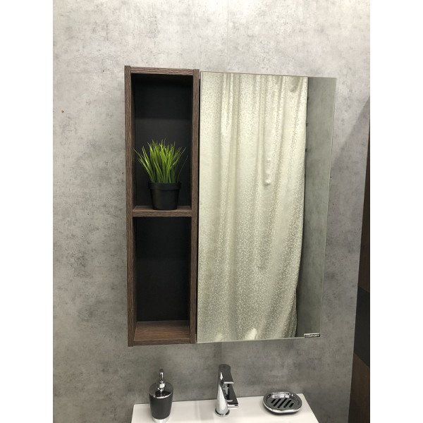 Шкаф зеркальный Comforty Франкфурт 600x140x800 дуб шоколадно-коричневый (00004150528)