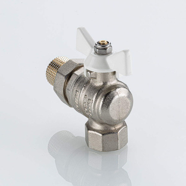 Кран угловой 3/4" шаровый со сгоном Valtec Base-ГОСТ (белая бабочка) VT.228S.NW.05