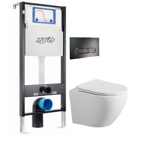 Комплект инсталляция с унитазом Sapbox Sbox Notis с клавишей черная (SET.SBOX7262W.0512)