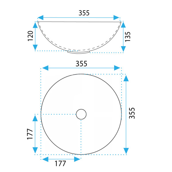 Раковина накладная REA Stella Brush gold/white 35,5x35,5x13,5 белая/ матовое золото (REA-U9087)