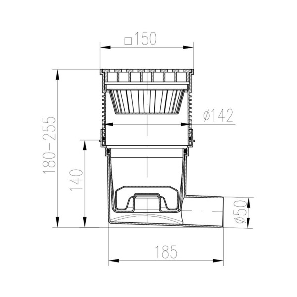 Трап канализационный MCH с боковым сливом D50 поплавок НЕПТУНнержавейка