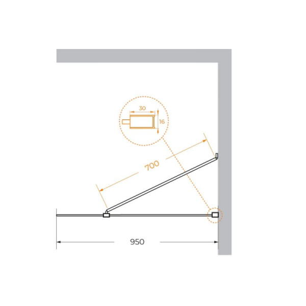 Душевая перегородка Cezares Liberta 95x195 стекло прозрачное, профиль черный (LIBERTA-L-1-TB-95-C-NERO)