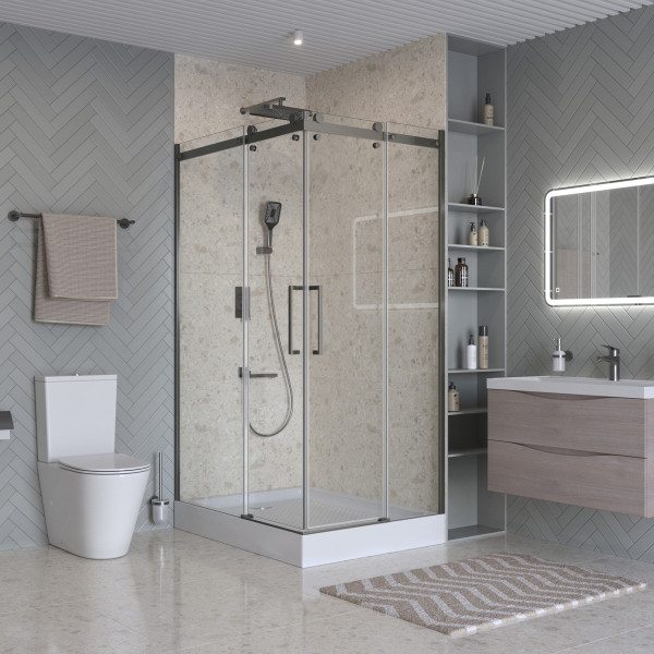 Душевой уголок BelBagno Marino 120x90x195 стекло прозрачное, профиль оружейная сталь матовая (MARINO-2-AH-2-120/90-C-GM) Душевой уголок BelBagno Marino 120x90x195 стекло прозрачное, профиль оружейная сталь матовая (MARINO-2-AH-2-120/90-C-GM)
