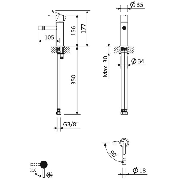 Смеситель для биде Cezares Leaf хром (LEAF-BSM-L-01-W0)