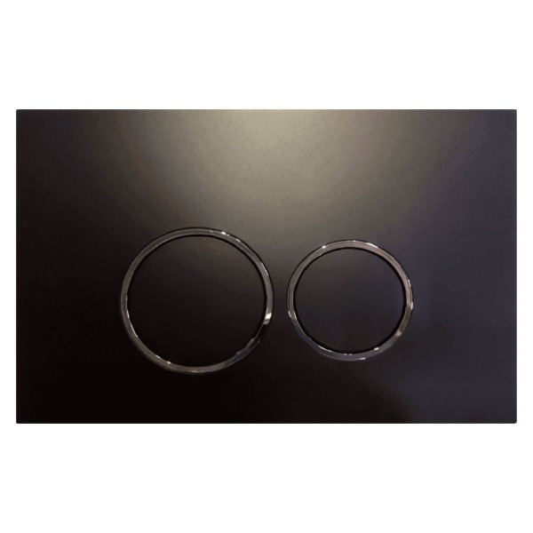 Смывная клавиша Aquanika Basic (два режима слива, механическое, черный/кольца хром)  (01.02.02202)