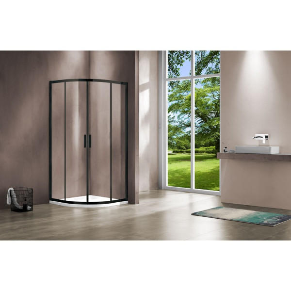 Душевой уголок Vincea Garda VSQ-1G 900х900х1900 стекло прозрачное, профиль черный (VSQ-1G900CLB)