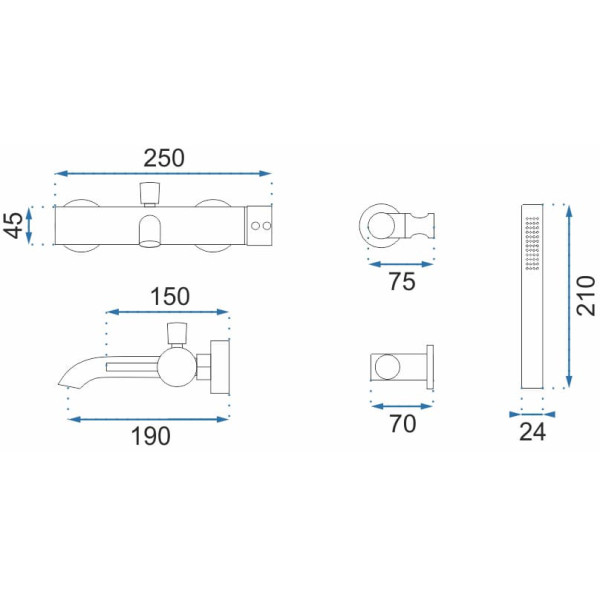 Смеситель для ванны и душа REA Lungo Chrom (REA-B6641)