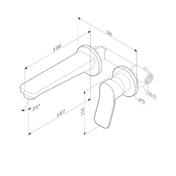 Смеситель для раковины AM.PM X-Joy монтируемый в стену, чёрный (F85A72622)