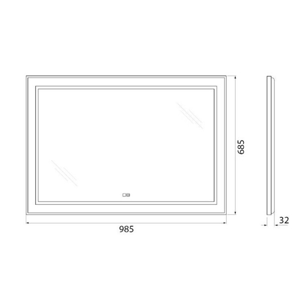 Зеркало с подсветкой BelBagno SPC-KRAFT 98,5x68,5 с подогревом (SPC-KRAFT-985-685-TCH-WARM)