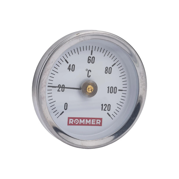 Термометр биметаллический накладной 63 мм (с пружиной, 0°-120°С) Rommer (RIM-0004-630015)
