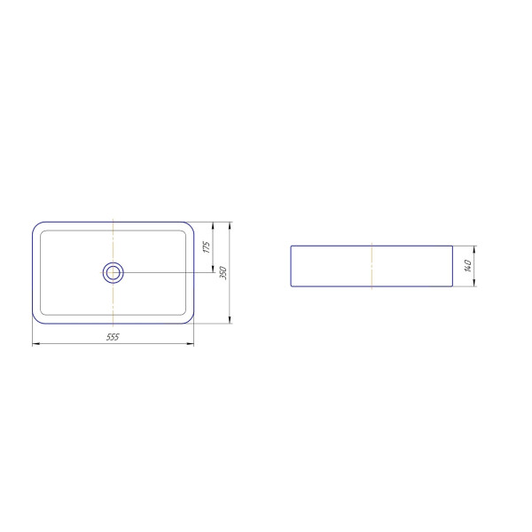 Раковина накладная Kirovit Олимпия 560 56x36