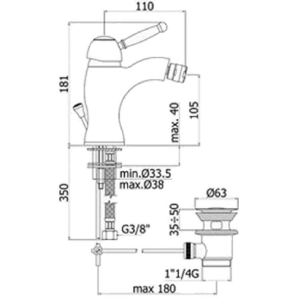 Смеситель для биде Paffoni Giorgia золотой (GI135GF) Смеситель для биде Paffoni Giorgia золотой (GI135GF)