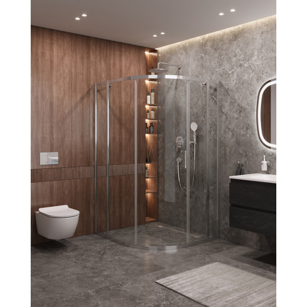 Душевой уголок Cezares Molveno 130x120x195 стекло прозрачное, профиль хром (MOLVENO-RH-11-130/120-C-Cr-IV)