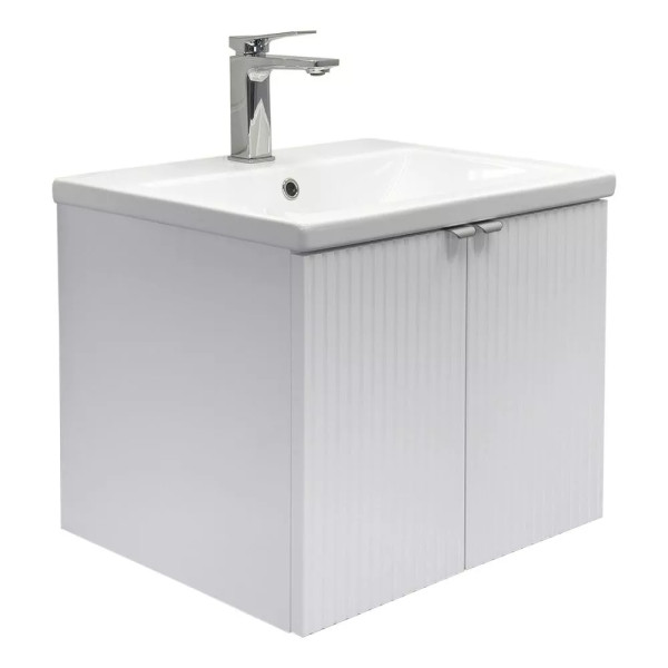 Тумба подвесная с раковиной Comforty Лима 600x450x560 белый матовый (00-00019238)