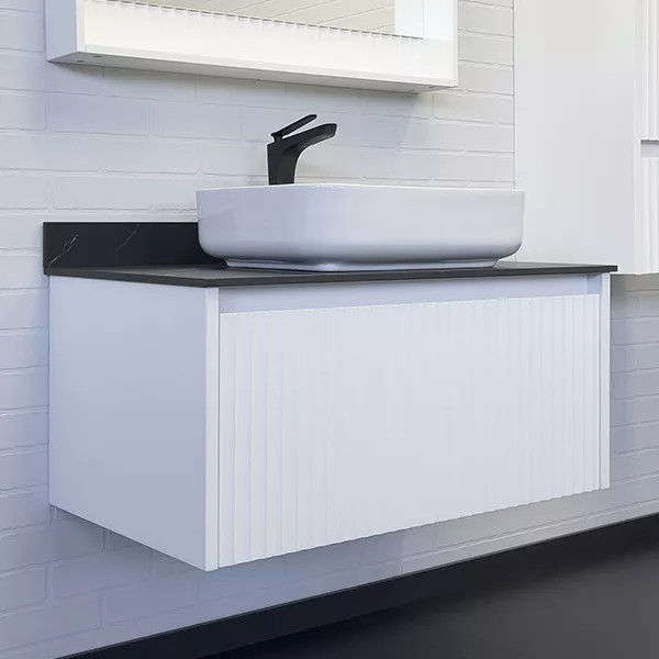 Тумба подвесная Comforty Марсель 900x500x530 белый матовый/калакатта Блэк (00-00013795)