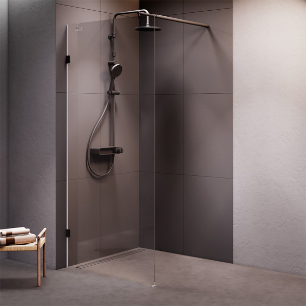 Душевое ограждение AM.PM X-Joy 90x195 стекло прозрачное, профиль черный (W94UWI-90-F1-BTE)