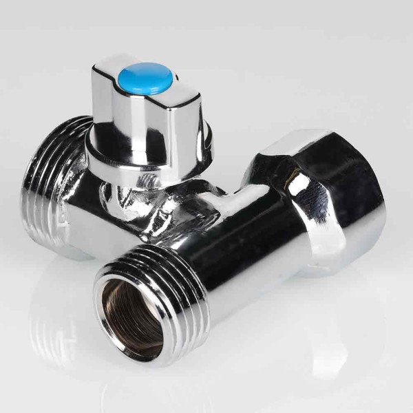 Кран проходной 1/2"х3/4"х1/2" ВН шаровый Valtec (хром) VT.256.N.04 Кран проходной 1/2"х3/4"х1/2" ВН шаровый Valtec (хром) VT.256.N.04