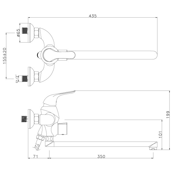 Смеситель для ванны и душа lemark Swan черный/золото (LM5451BG)