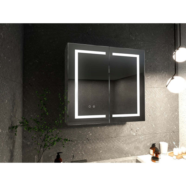 Шкаф зеркальный алюминиевый Aquatek с подсветкой 800x700x133 антизапотевание, петли BLUM (AQ7803B-MLC)